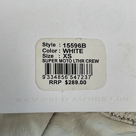NWT One Teaspoon Super Moto Leather Crewneck Sweatshirt Ivory White Sz XS - Picture 10 of 16